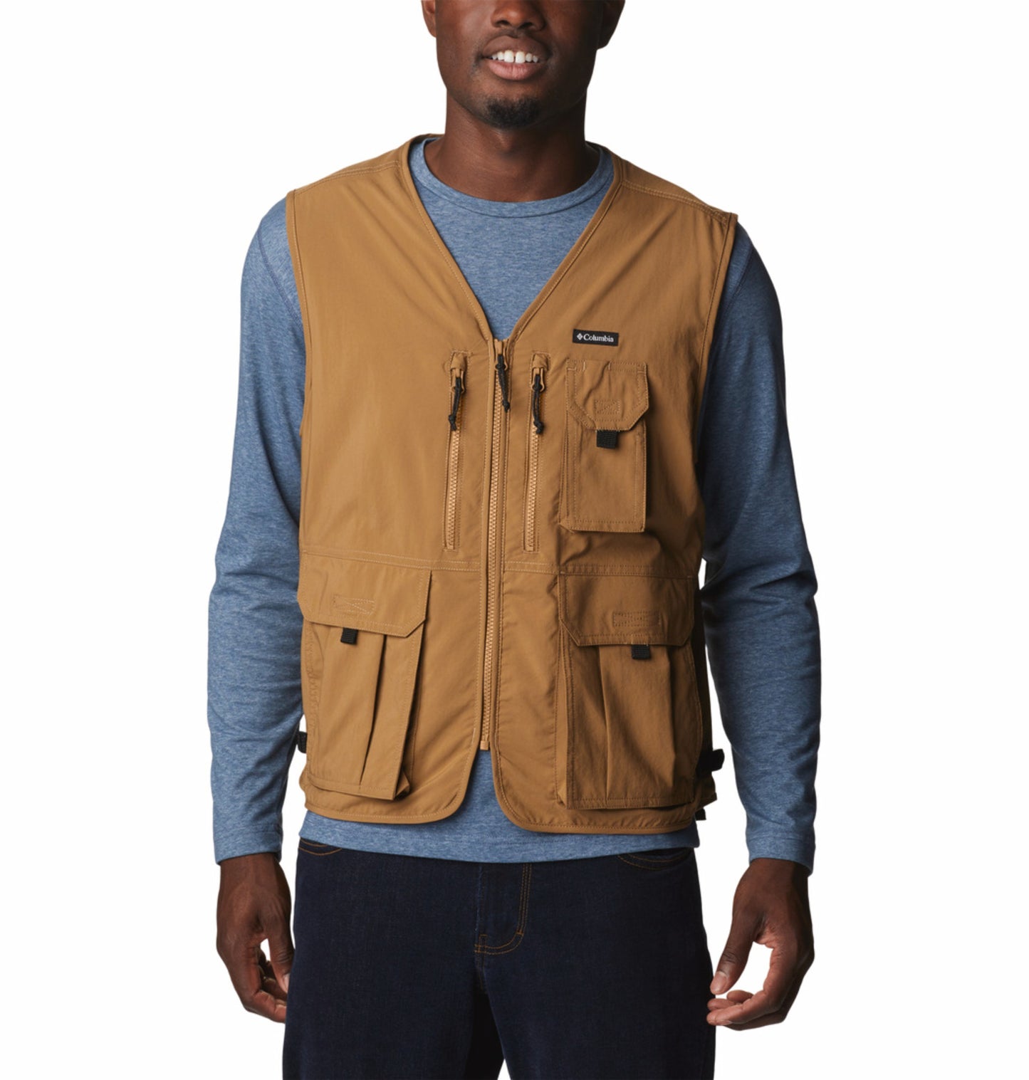 Columbia Men Brown Omni-Shade Silver Ridge Utility Vest - Sun Protection