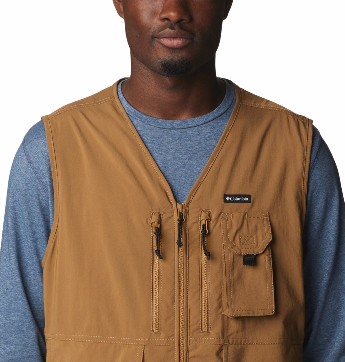 Columbia Men Brown Omni-Shade Silver Ridge Utility Vest - Sun Protection