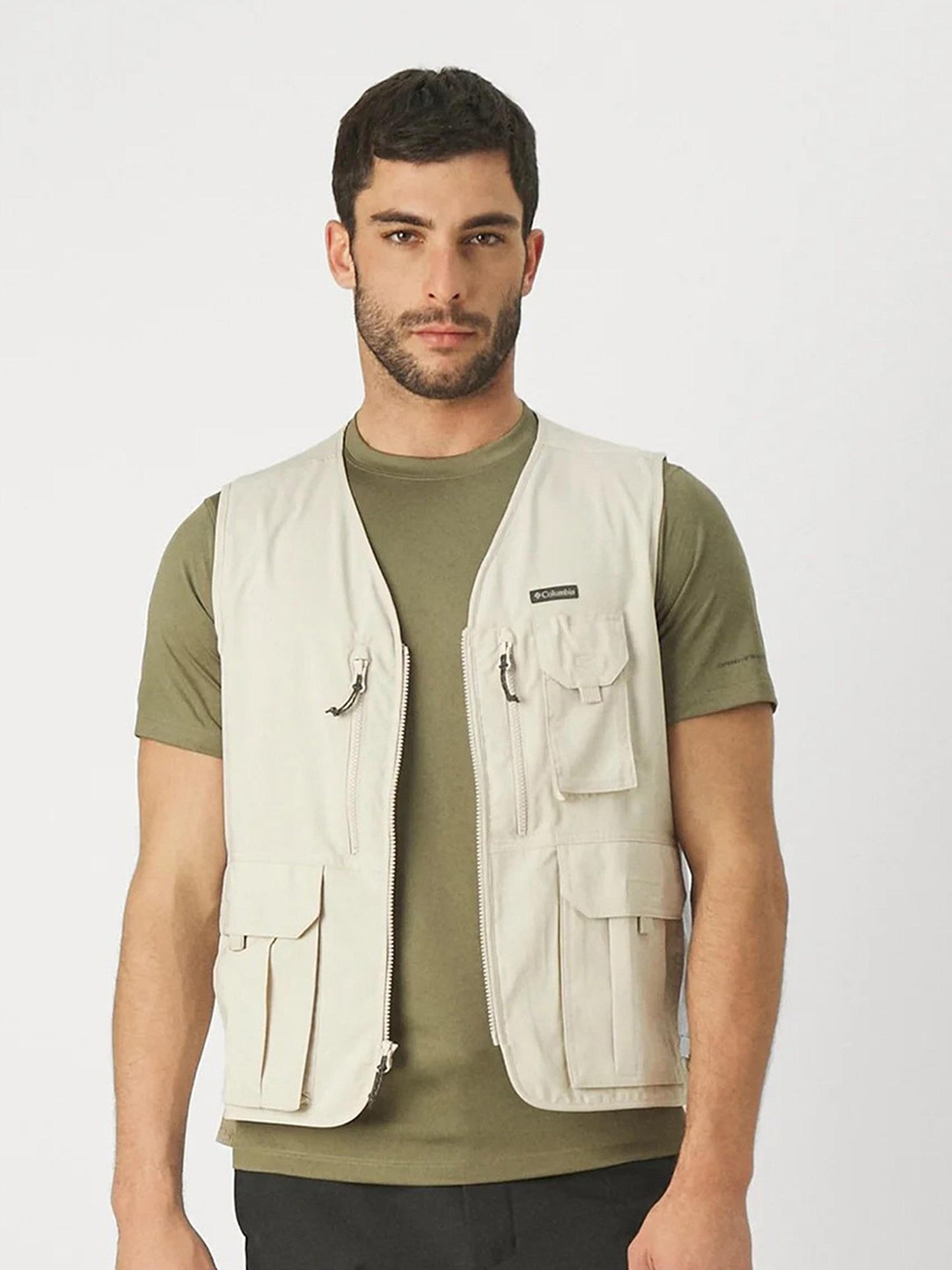 Columbia Mens Beige Omni-Wick Silver Ridge Utility Vest