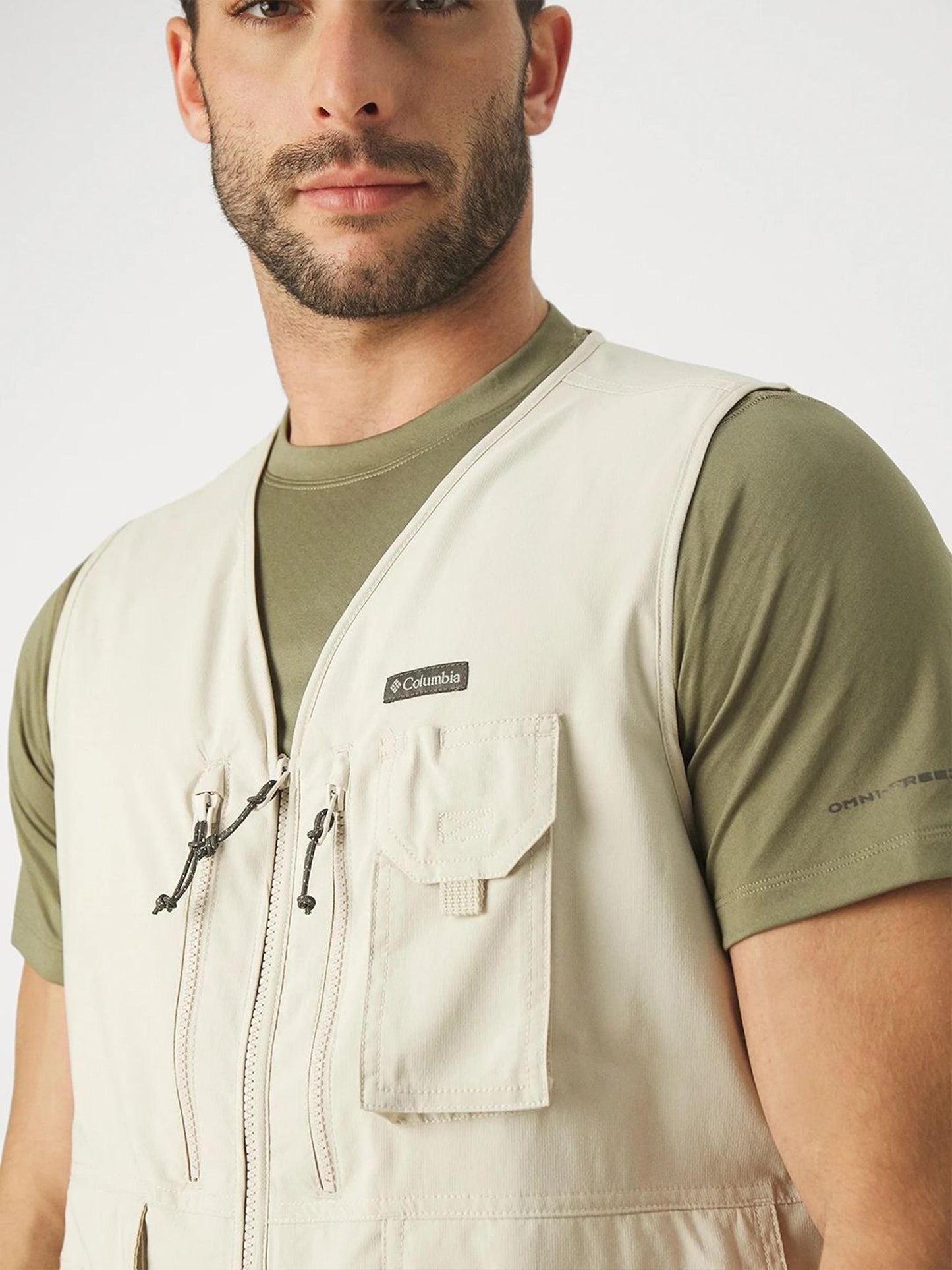 Columbia Mens Beige Omni-Wick Silver Ridge Utility Vest