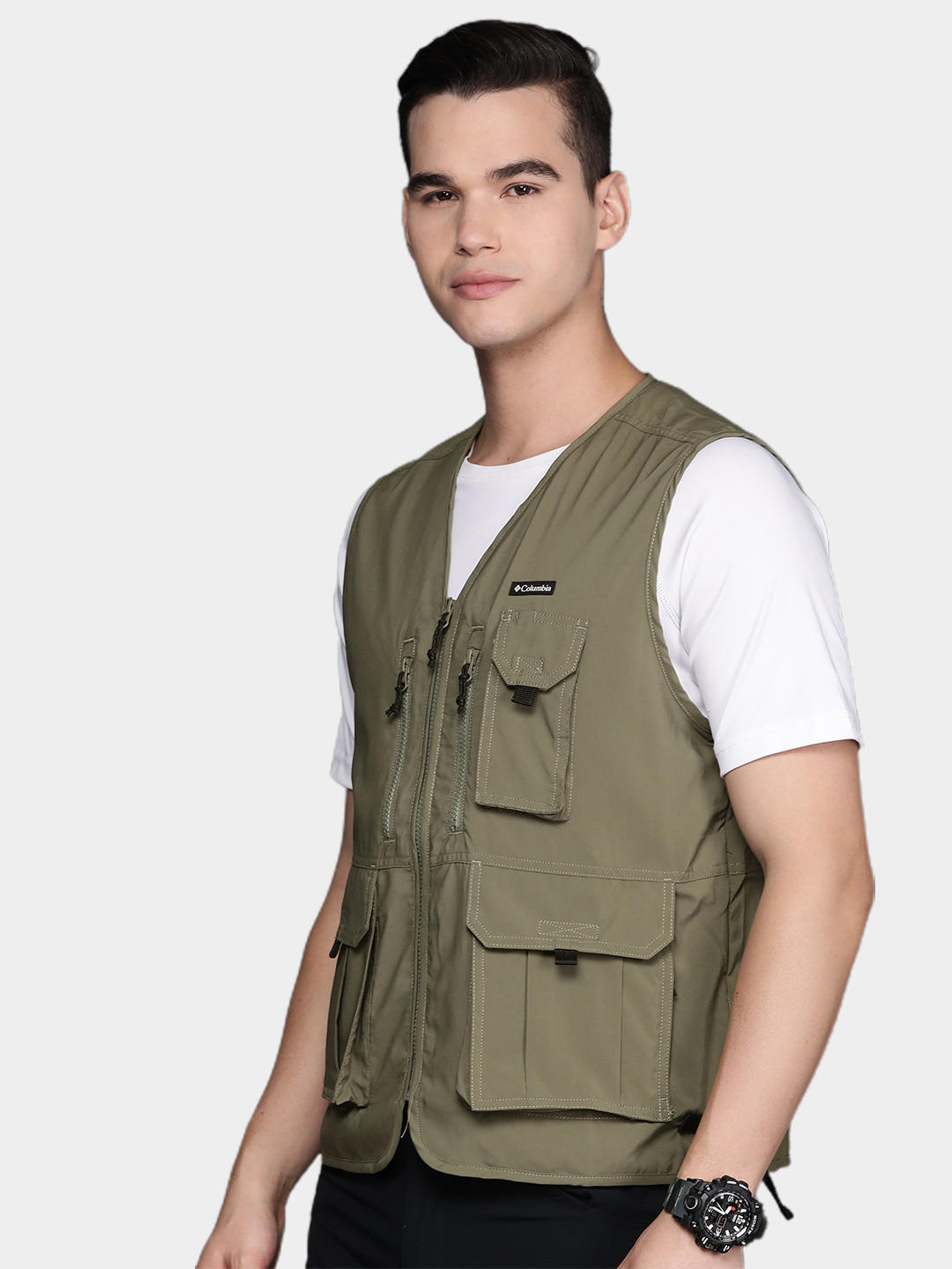 Columbia Men Olive Silver Ridge Utility Vest