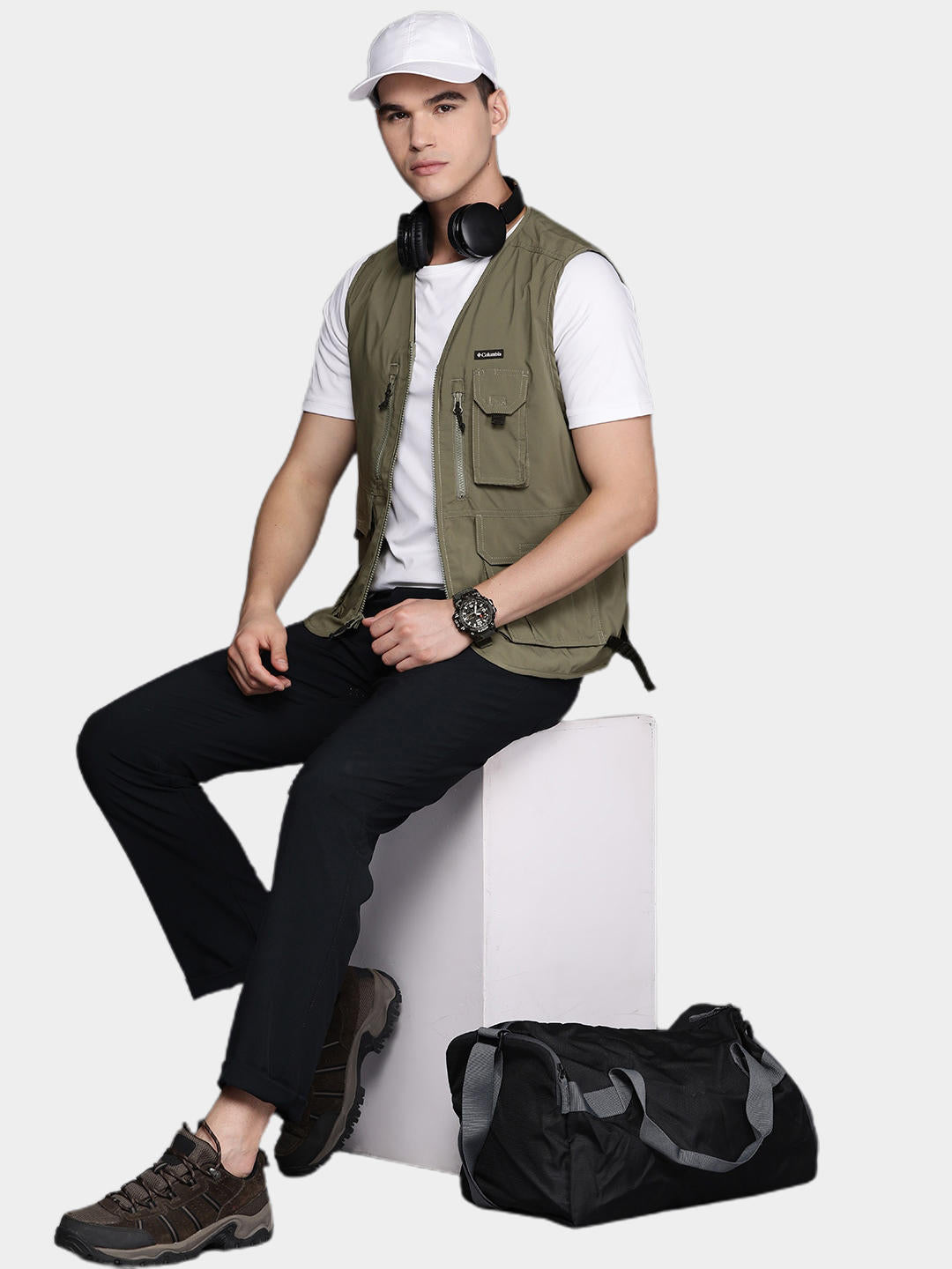 Columbia Men Olive Silver Ridge Utility Vest