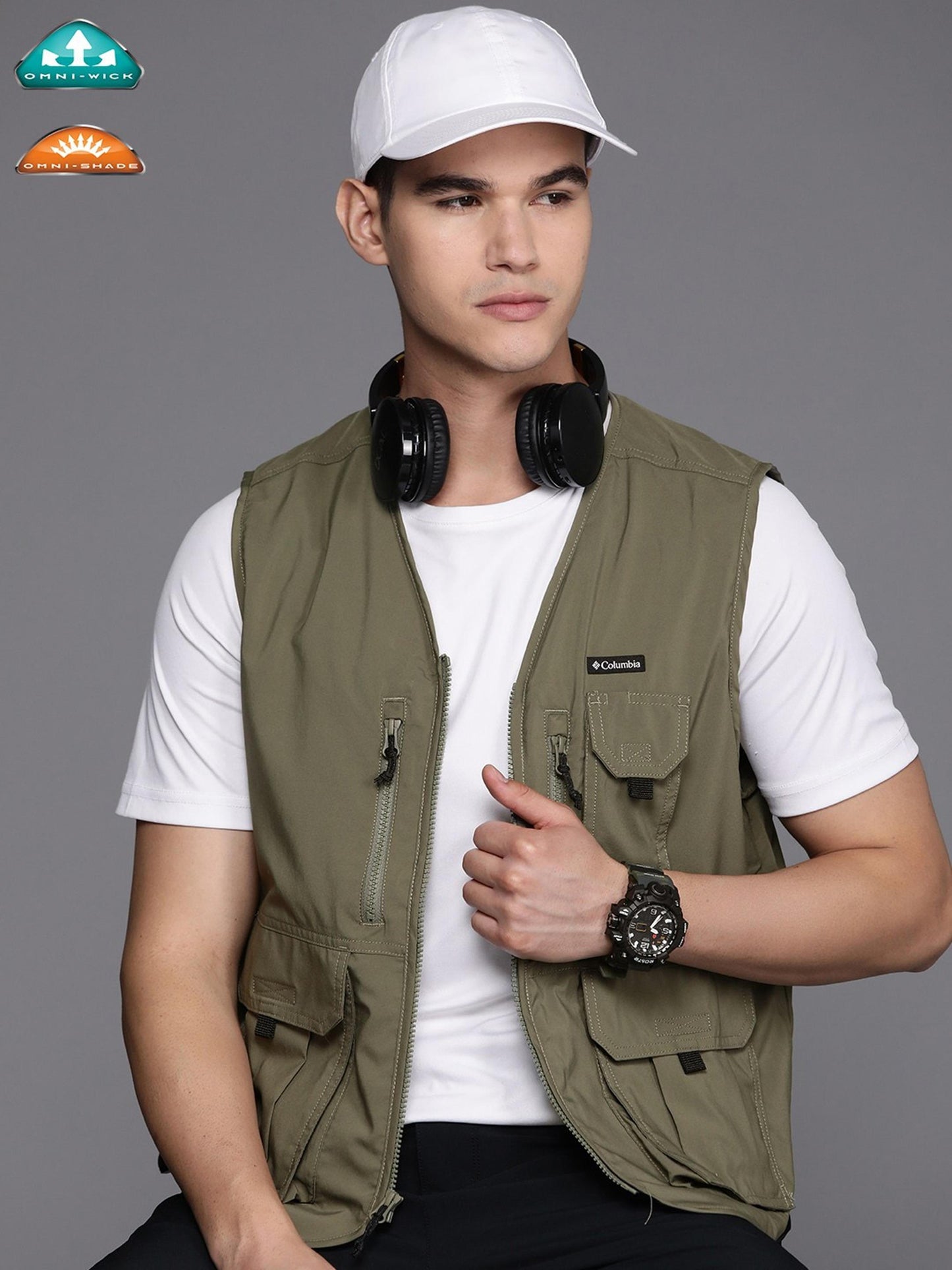 Columbia Mens Green Omni-Wick Silver Ridge Utility Vest