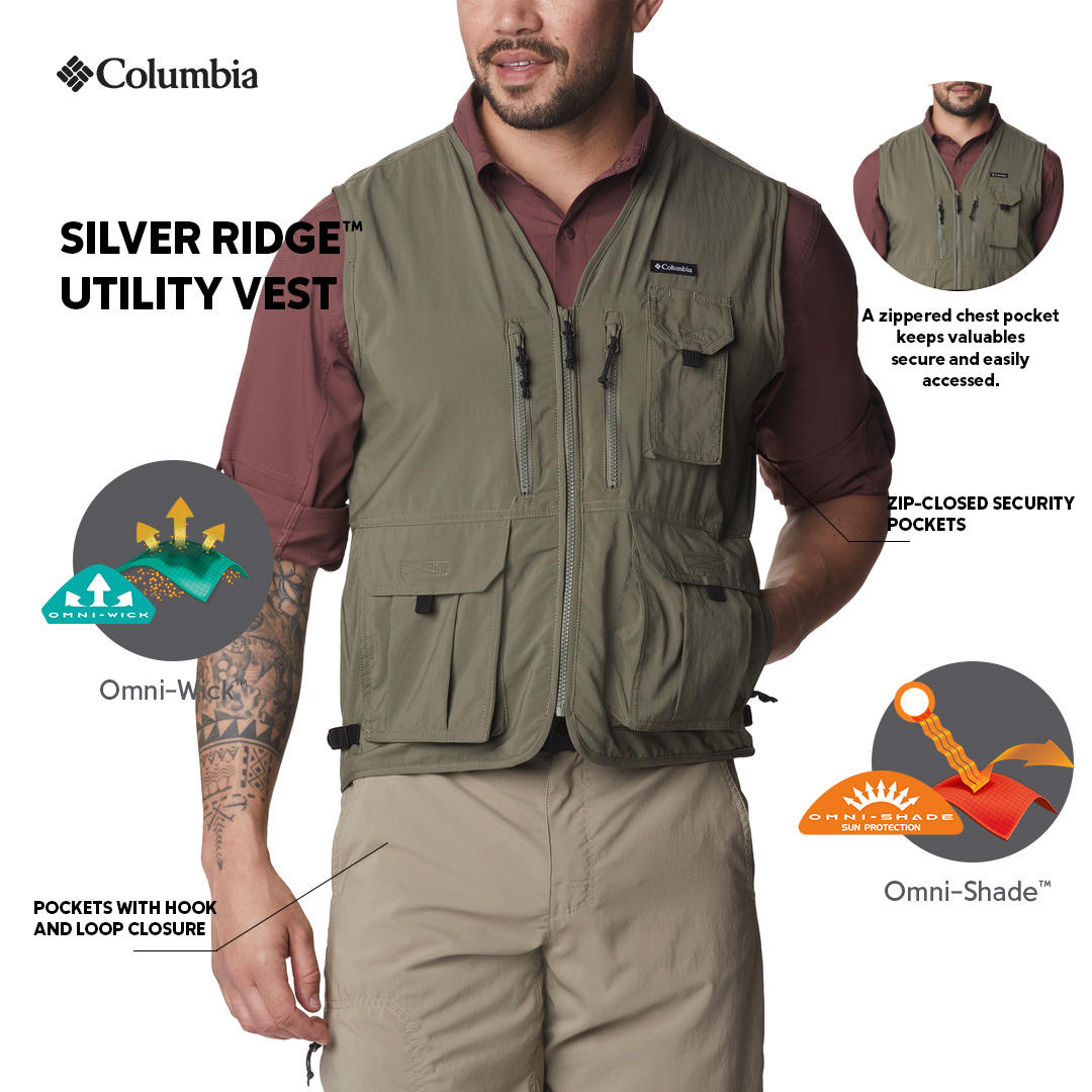 Columbia Mens Green Omni-Wick Silver Ridge Utility Vest