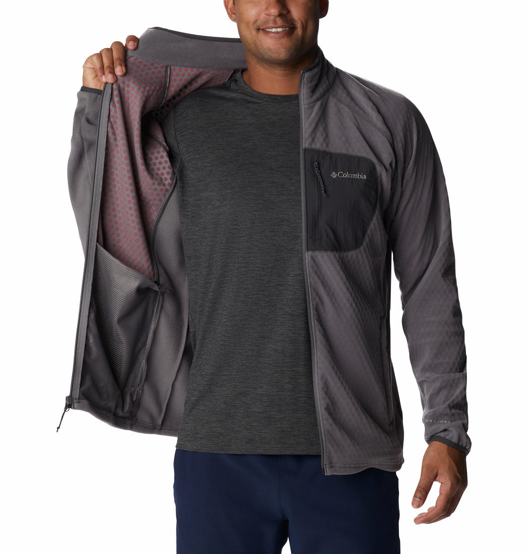 Columbia Men Grey M Outdoor Tracks Full Zip Fleece Jacket