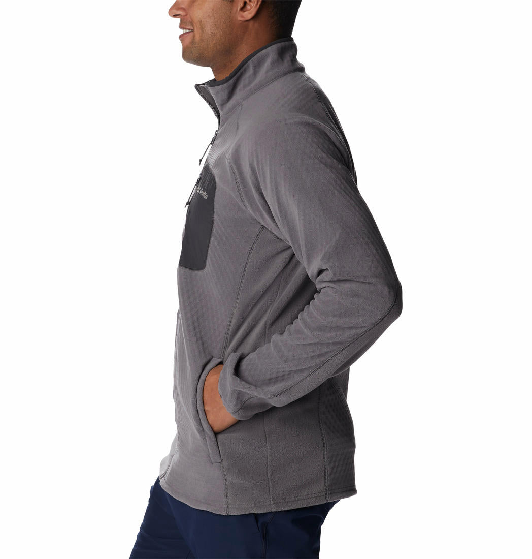 Columbia Men Grey M Outdoor Tracks Full Zip Fleece Jacket