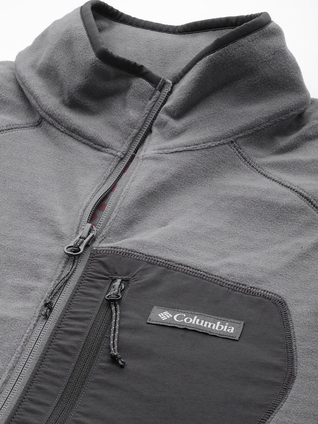 Columbia Men Grey M Outdoor Tracks Full Zip Fleece Jacket