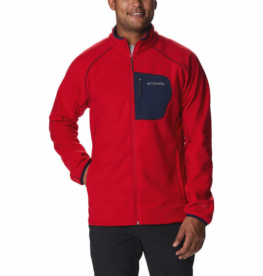 Columbia Men Red M Outdoor Tracks Full Zip Fleece Jacket