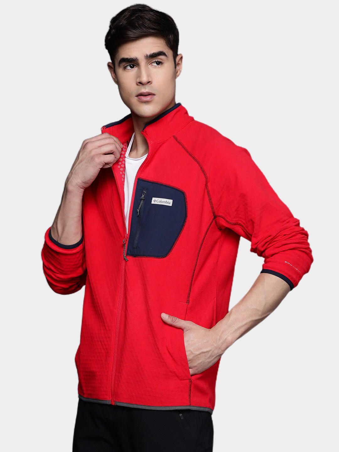 Columbia Men Red M Outdoor Tracks Full Zip Fleece Jacket