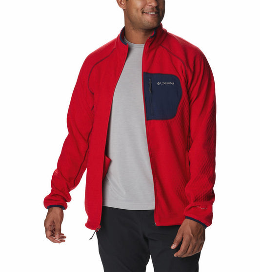 Columbia Men Red M Outdoor Tracks Full Zip Fleece Jacket