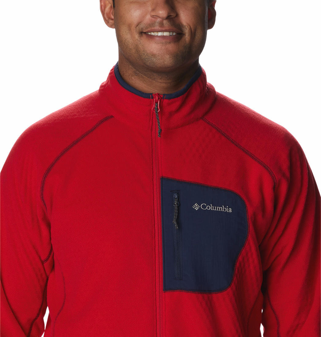 Columbia Men Red M Outdoor Tracks Full Zip Fleece Jacket
