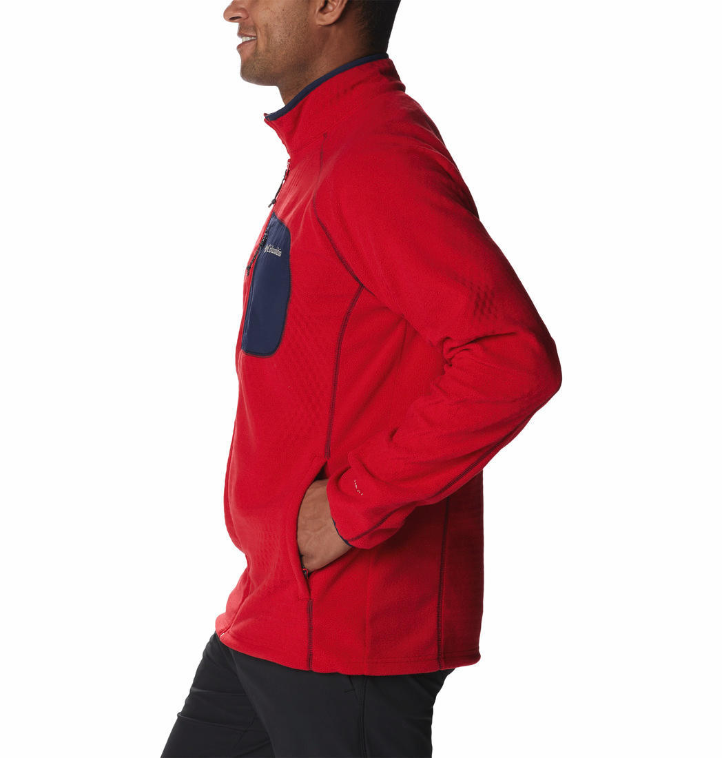 Columbia Men Red M Outdoor Tracks Full Zip Fleece Jacket