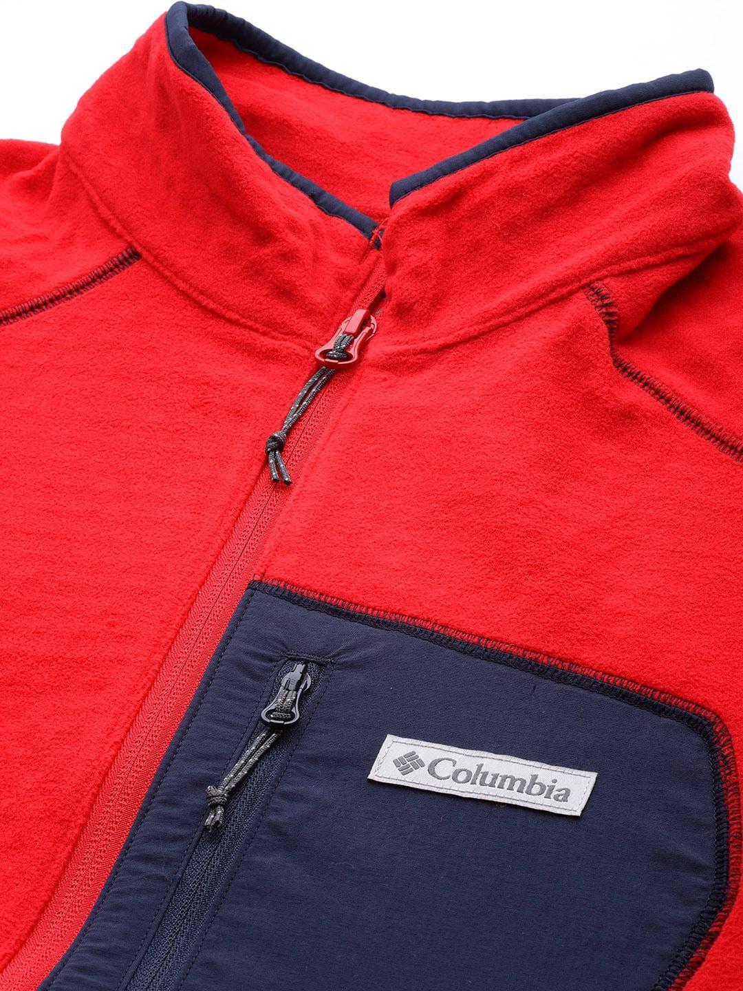 Columbia Men Red M Outdoor Tracks Full Zip Fleece Jacket