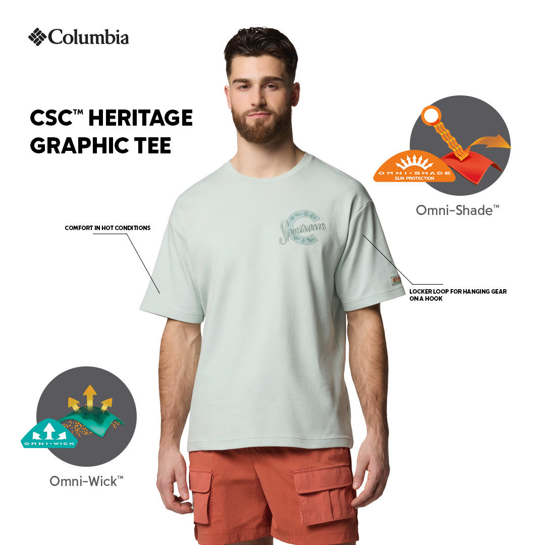 Columbia Mens Green UPF 50 CSC Heritage Graphic Tshirt