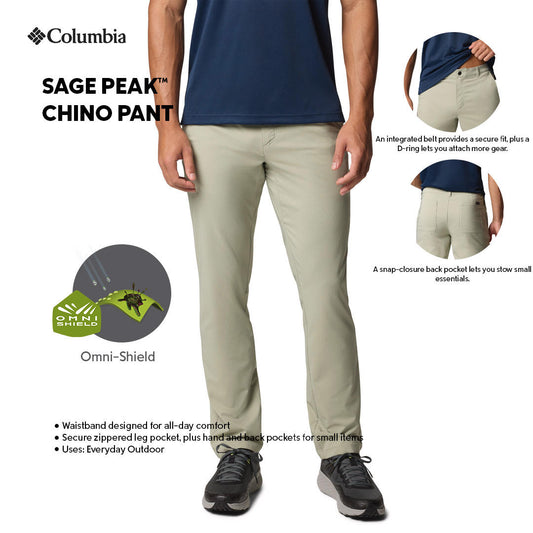 Columbia Mens Green Omni-Shield Sage Peak Chino Pant