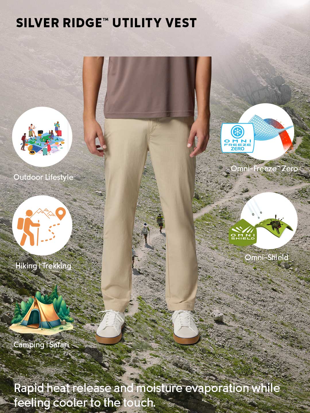 Columbia Men’s Omni-Freeze ROC Lite Beige Chino Pants