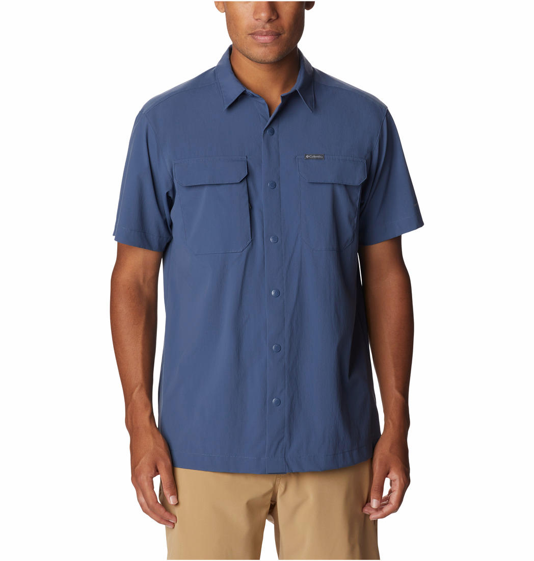 Columbia Men Navy Blue Canyon Gate Utility Short Sleeve Shirts