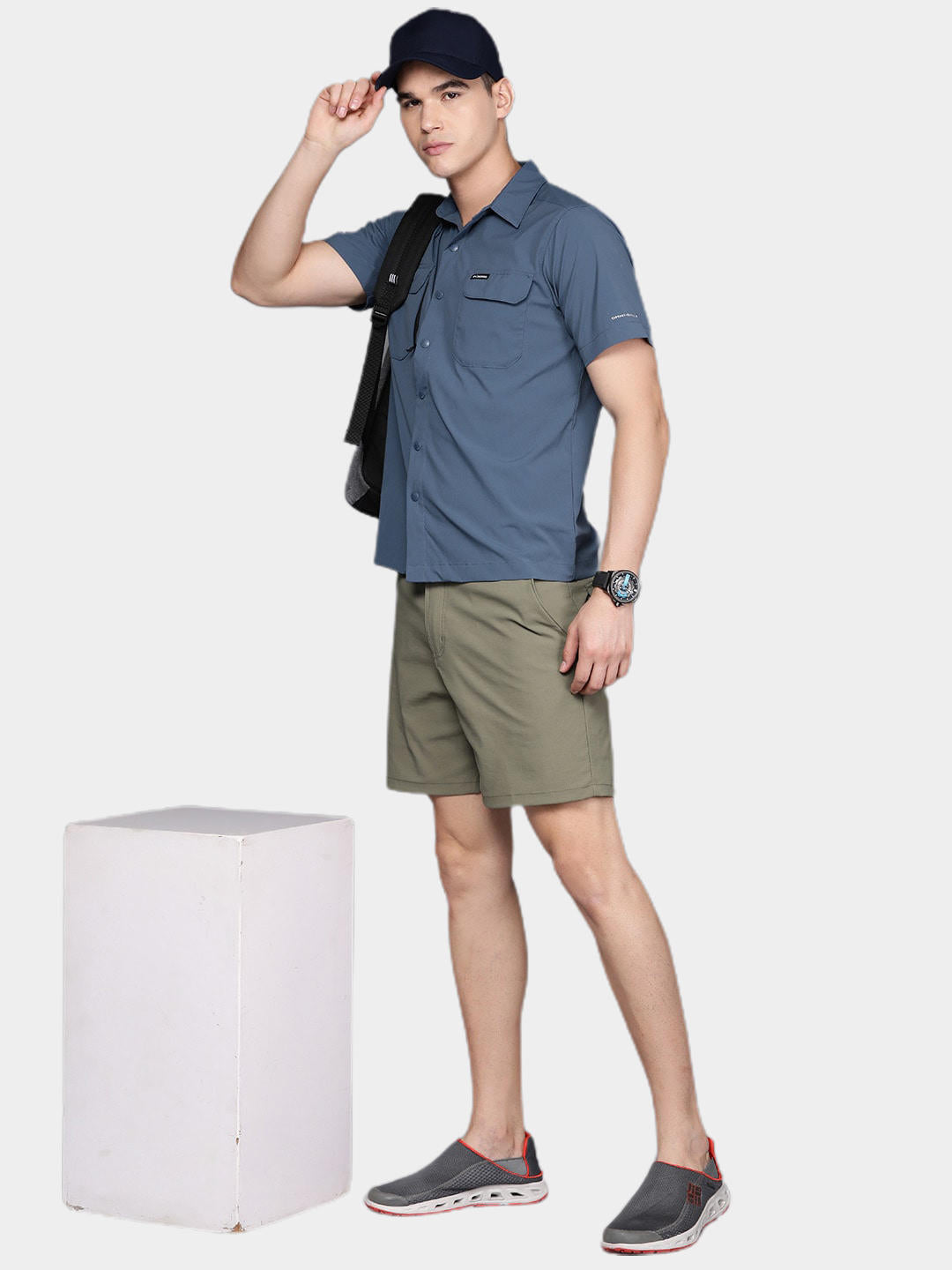 Columbia Men Navy Blue Canyon Gate Utility Short Sleeve Shirts