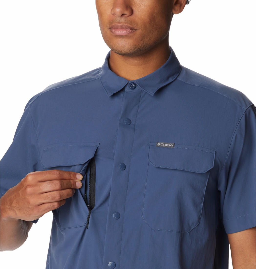 Columbia Men Navy Blue Canyon Gate Utility Short Sleeve Shirts