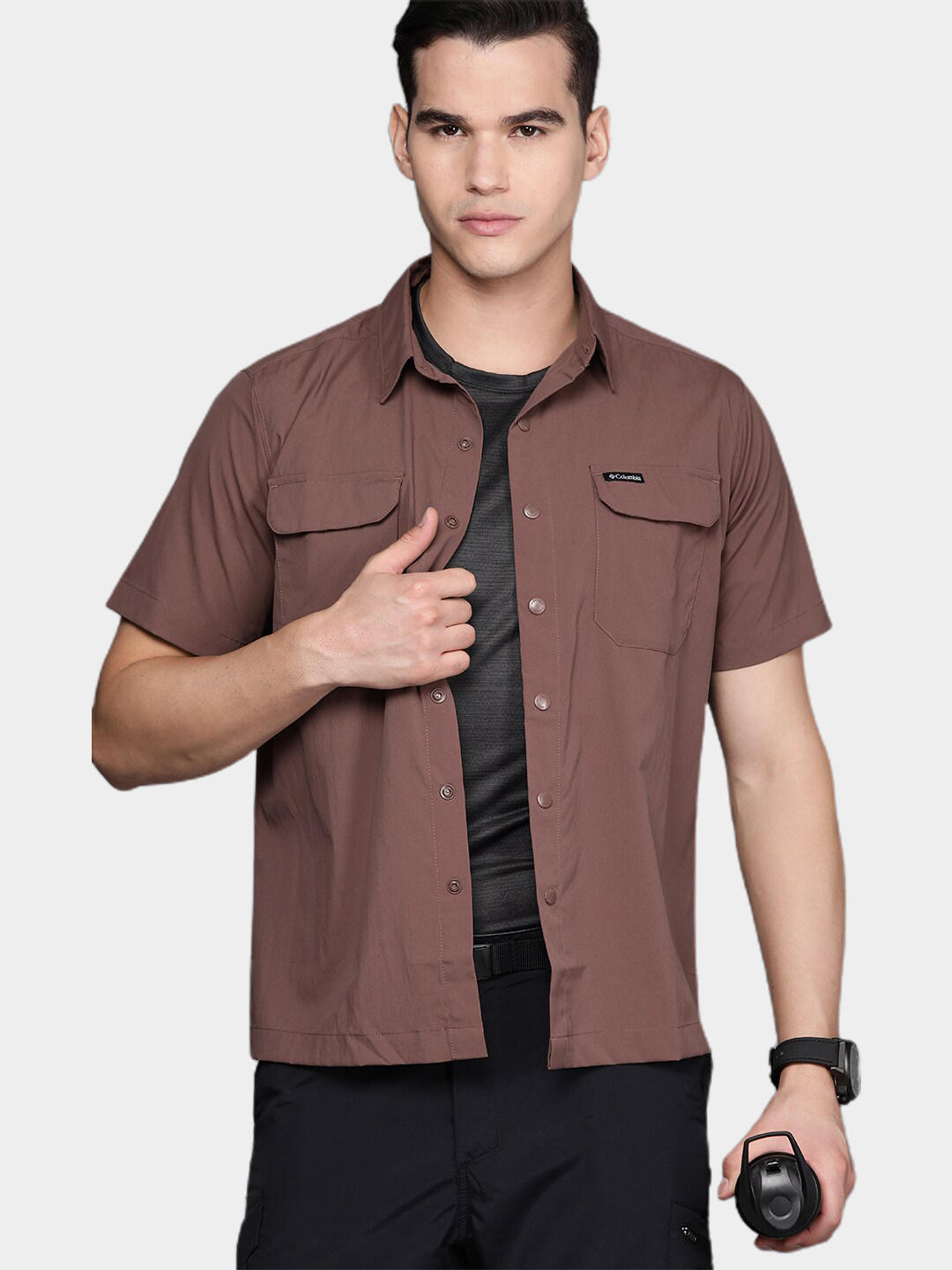 Columbia Men Brown Canyon Gate Utility Short Sleeve