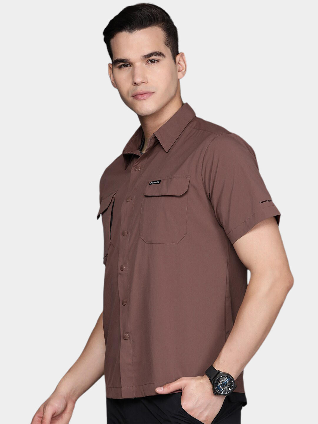 Columbia Men Brown Canyon Gate Utility Short Sleeve