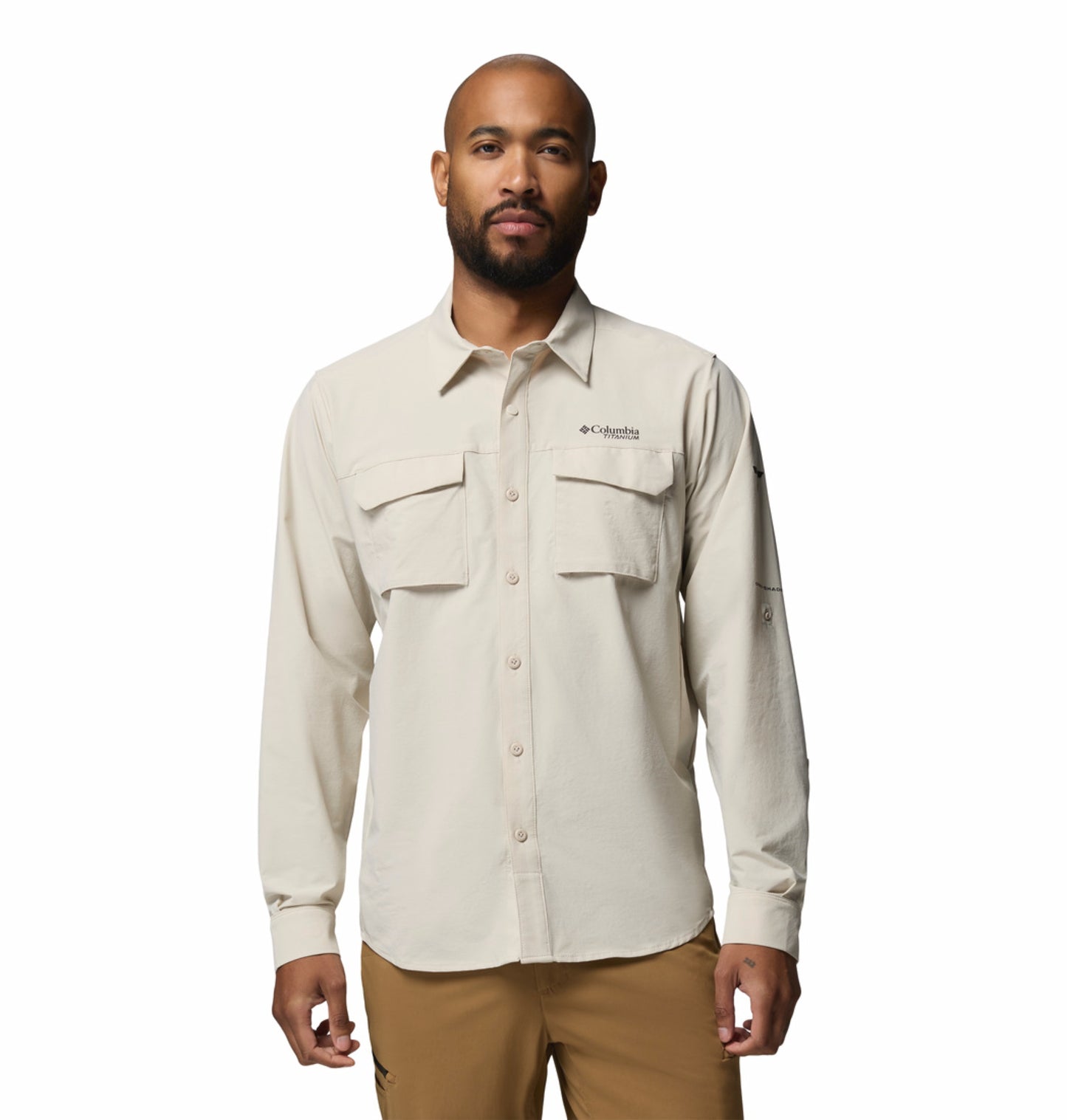 Columbia Men’s Beige Omni-Shade Silver Ridge Elite Long Sleeve Shirt