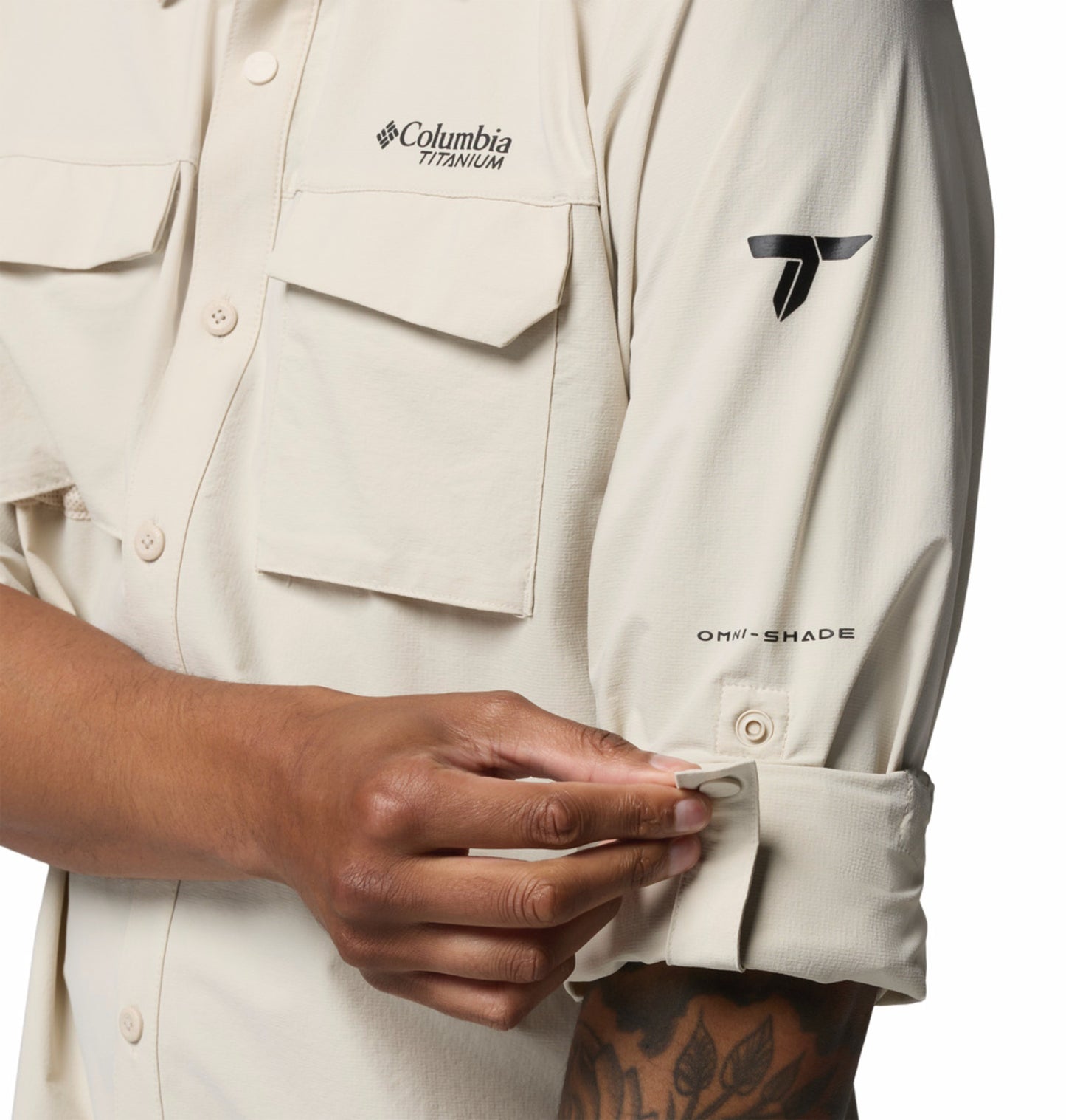 Columbia Men’s Beige Omni-Shade Silver Ridge Elite Long Sleeve Shirt