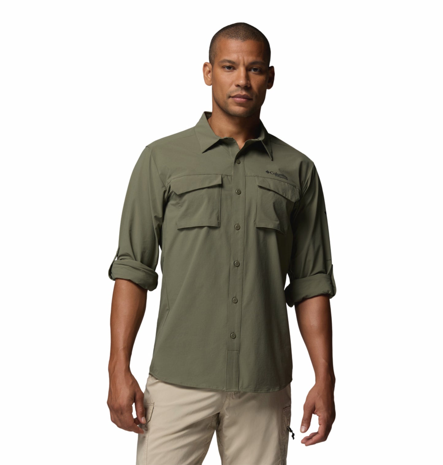 Columbia Men's Silver Ridge Elite Long Sleeve Shirt in Olive Green