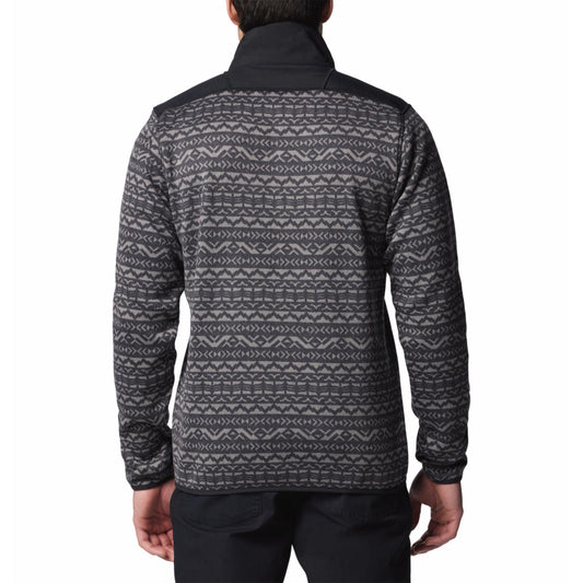 Columbia Mens Black Sweater Weather Printed Half Zip II Jacket