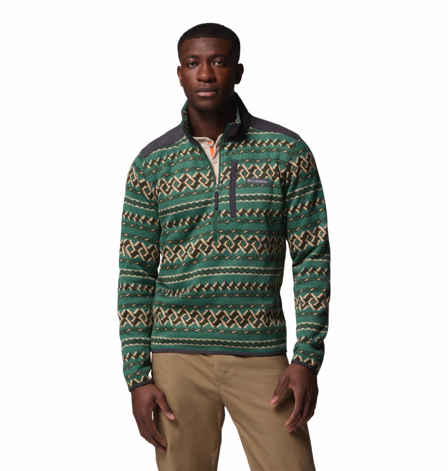 Columbia Men Green Sweater Weather Printed II Fleece