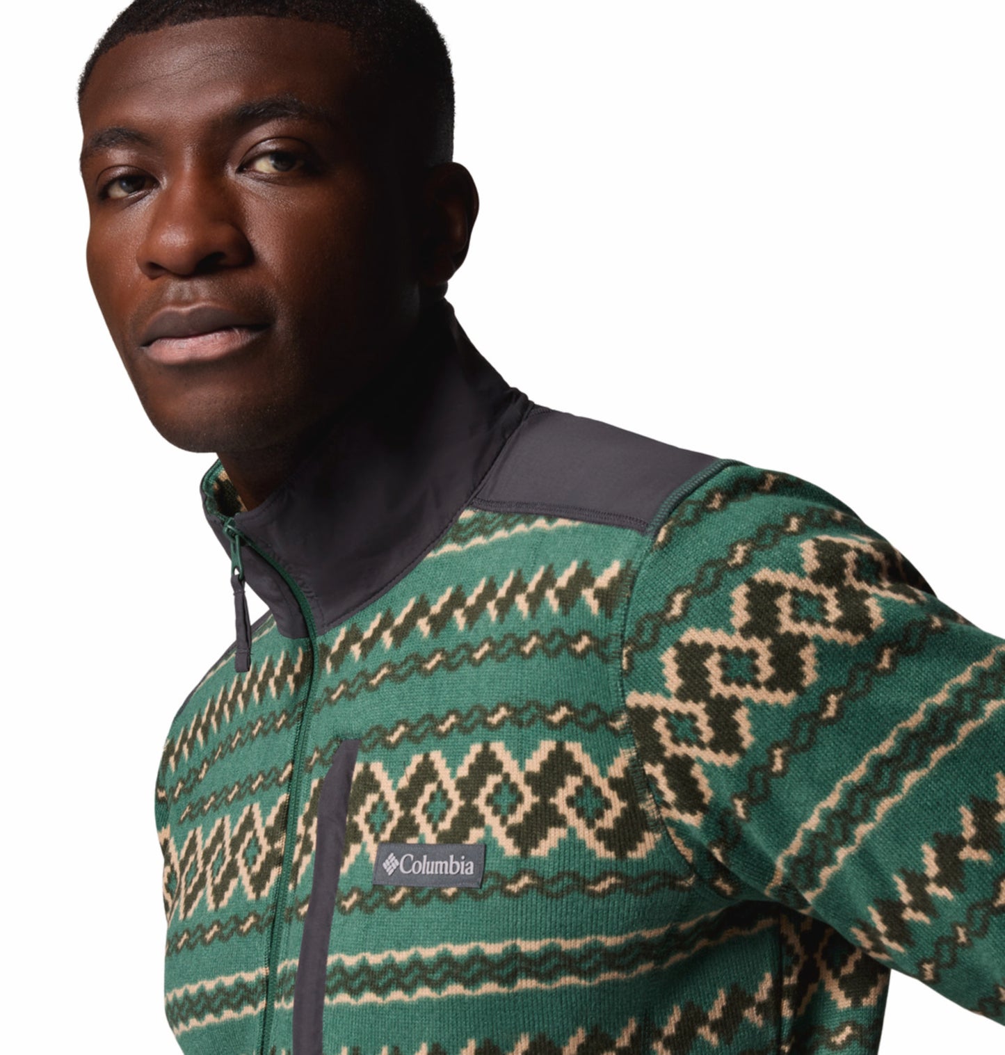 Columbia Men Green Sweater Weather Printed II Fleece
