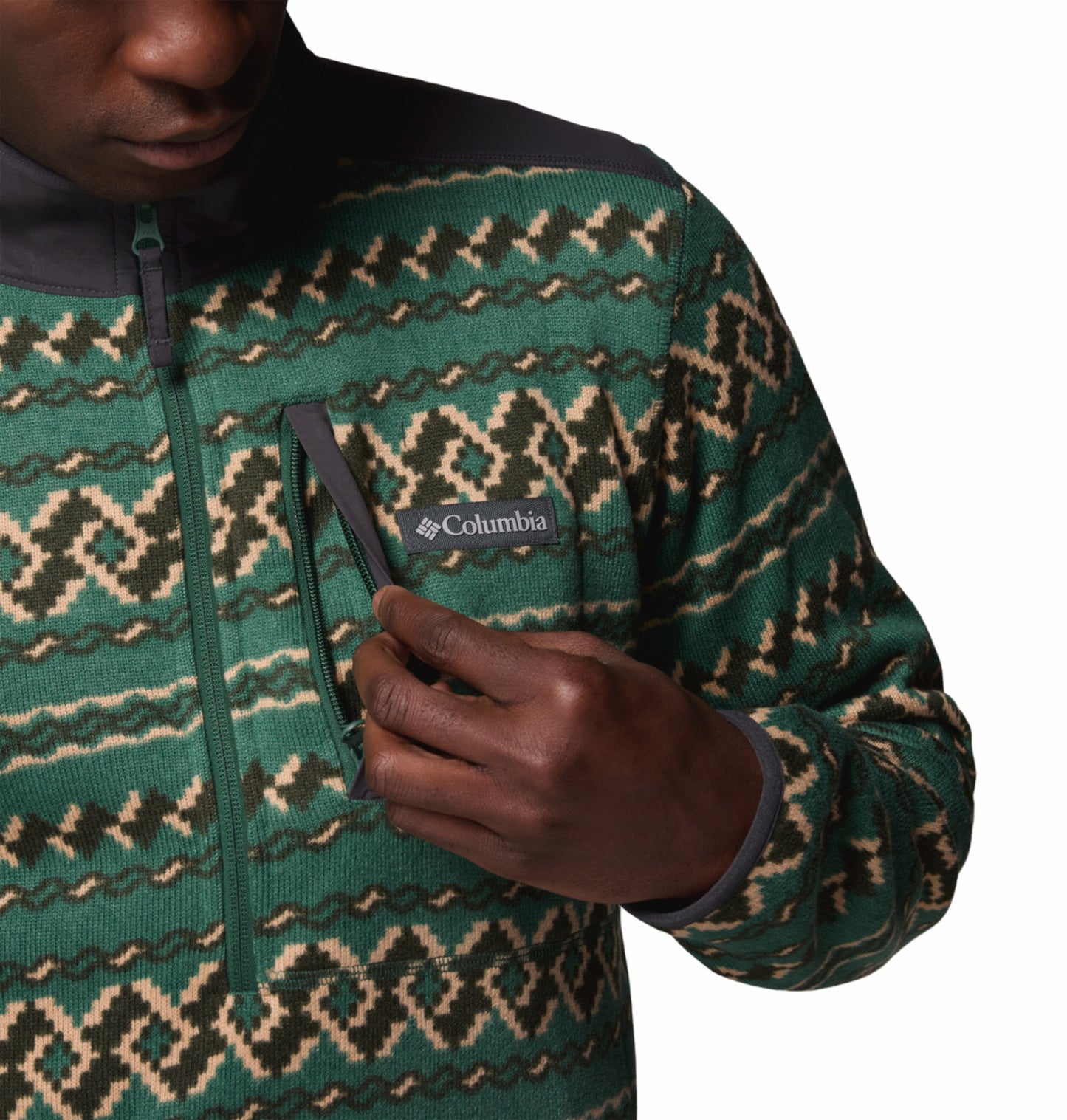 Columbia Men Green Sweater Weather Printed II Fleece