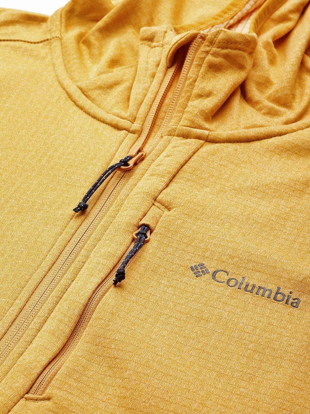 Columbia Men Yellow Park View Fleece Full Zip Hoodie Fleece Top