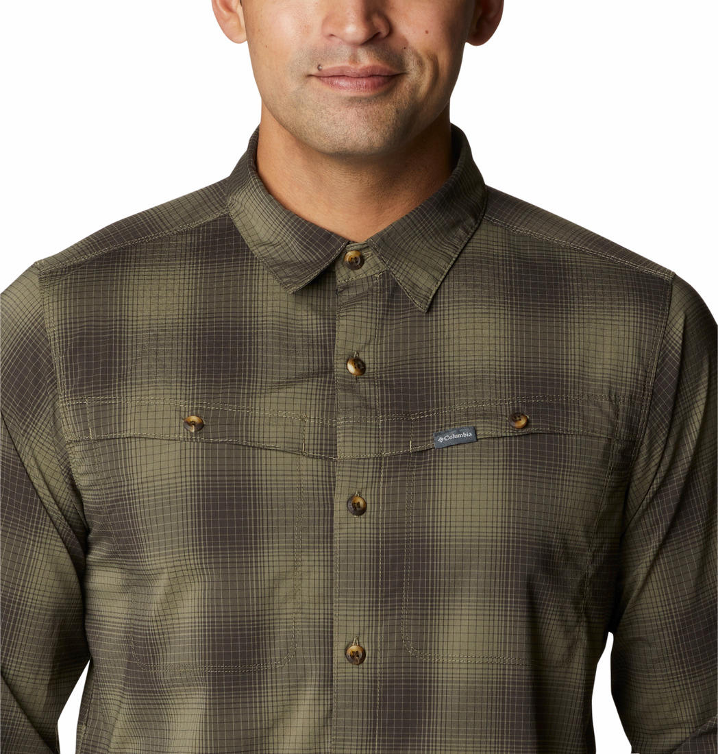 Columbia Men Green Newton Ridge II Plaid Long Sleeve Shirts
