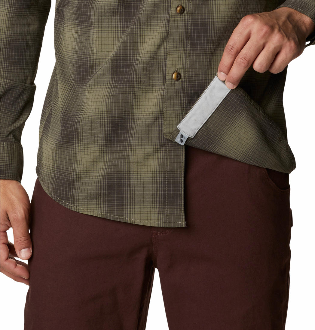 Columbia Men Green Newton Ridge II Plaid Long Sleeve Shirts