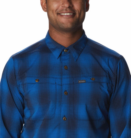 Columbia Men Blue Newton Ridge II Plaid Long Sleeve Shirts