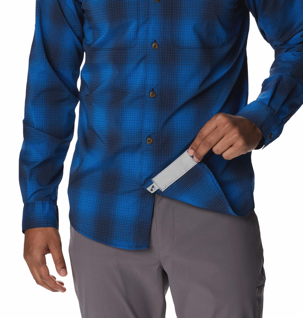 Columbia Men Blue Newton Ridge II Plaid Long Sleeve Shirts