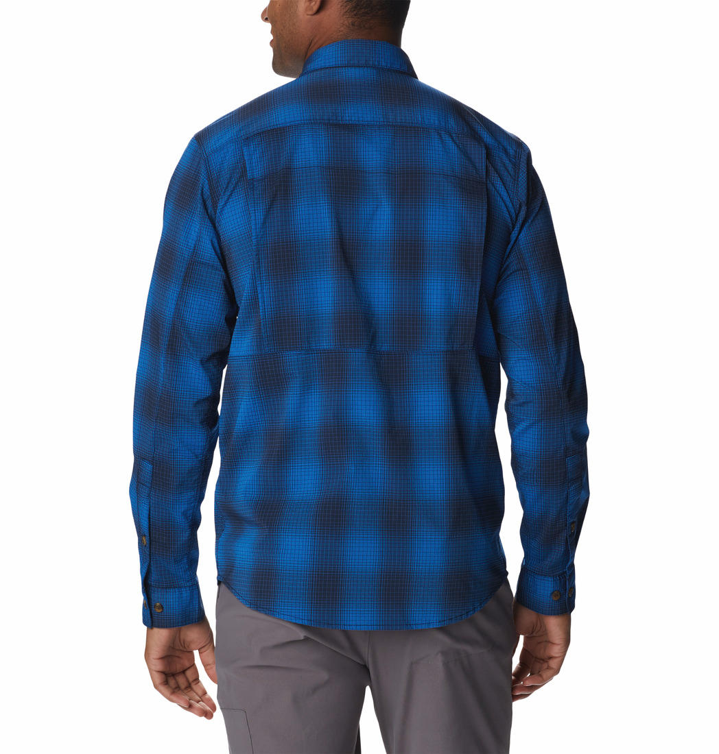 Columbia Men Blue Newton Ridge II Plaid Long Sleeve Shirts