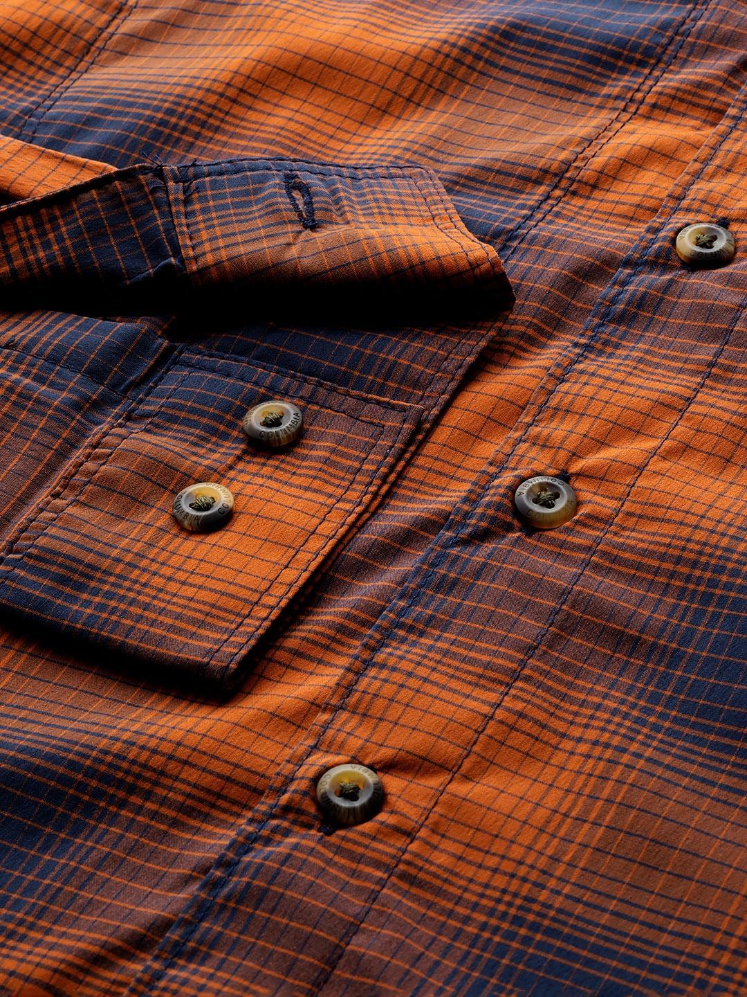 Columbia Men Orange Newton Ridge II Plaid Long Sleeve Shirts