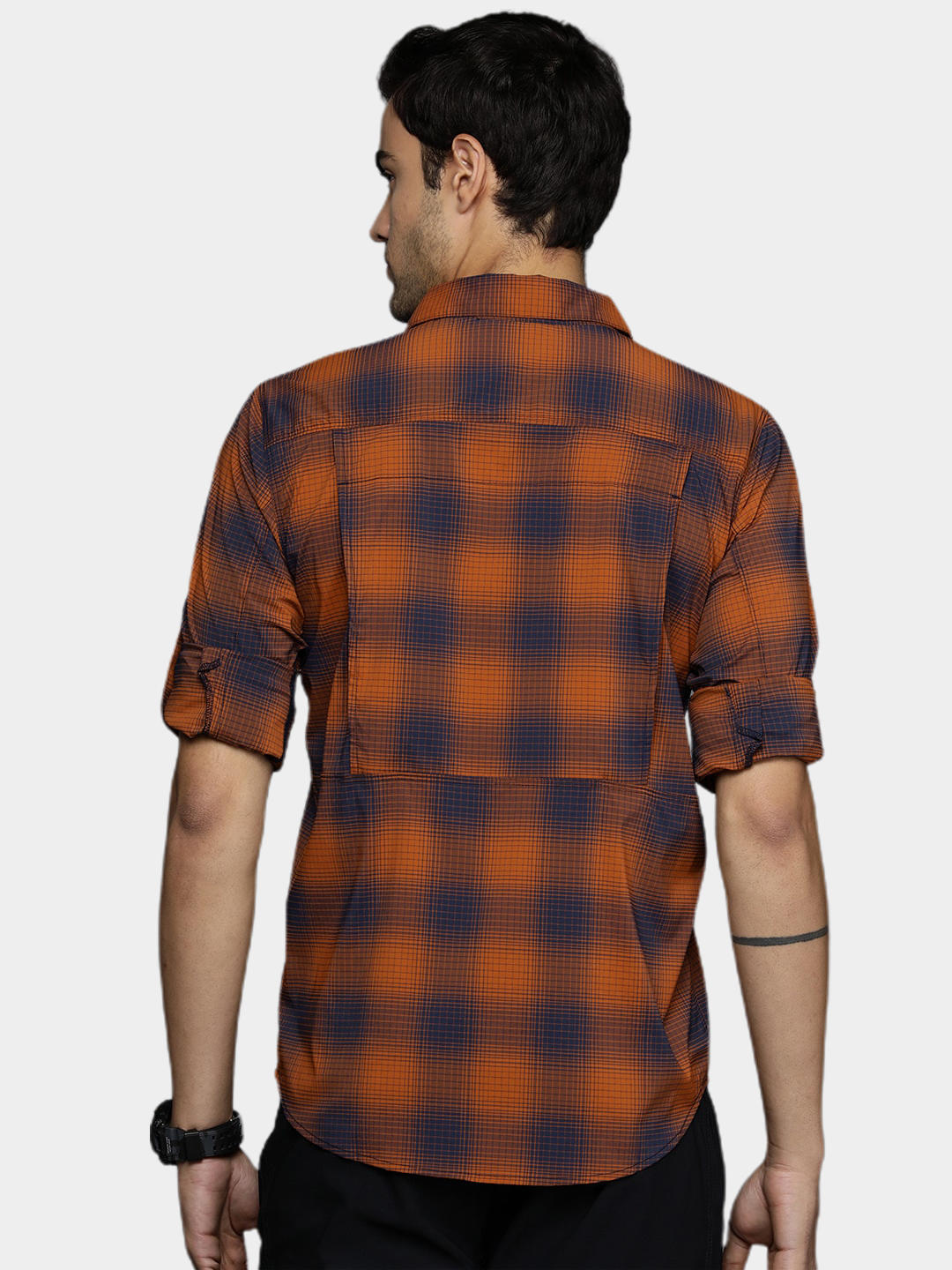 Columbia Men Orange Newton Ridge II Plaid Long Sleeve Shirts