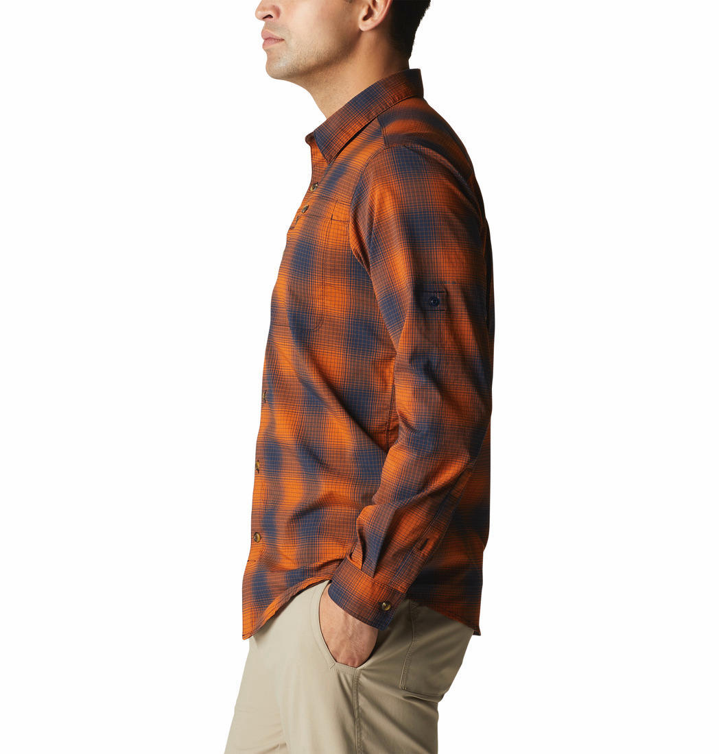 Columbia Men Orange Newton Ridge II Plaid Long Sleeve Shirts