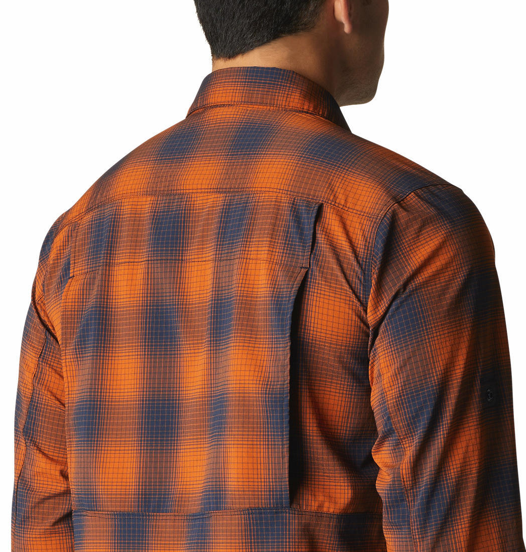 Columbia Men Orange Newton Ridge II Plaid Long Sleeve Shirts