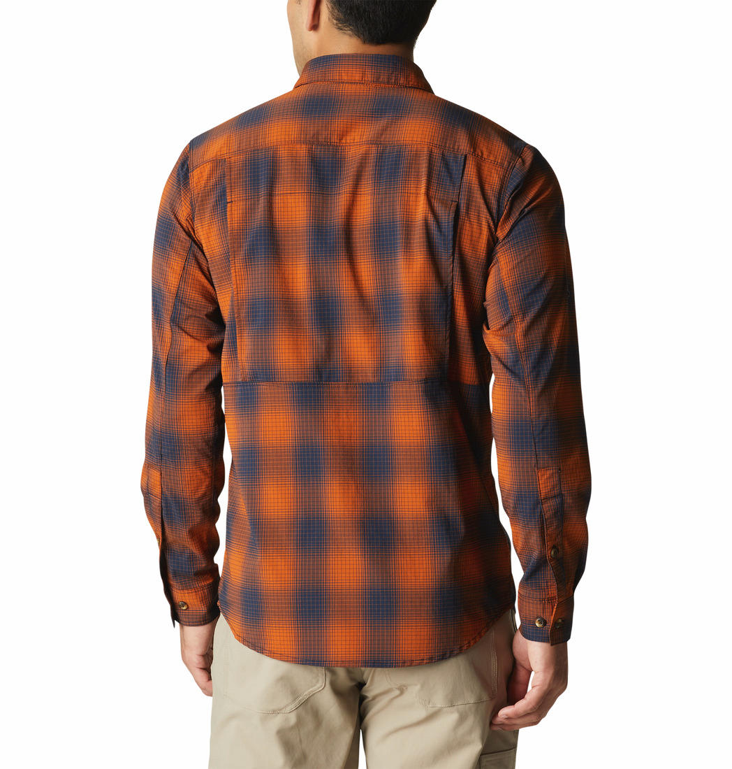 Columbia Men Orange Newton Ridge II Plaid Long Sleeve Shirts