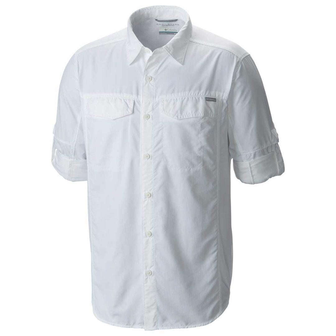 Columbia Men White Silver Ridge Long Sleeve Shirt (Sun Protection)
