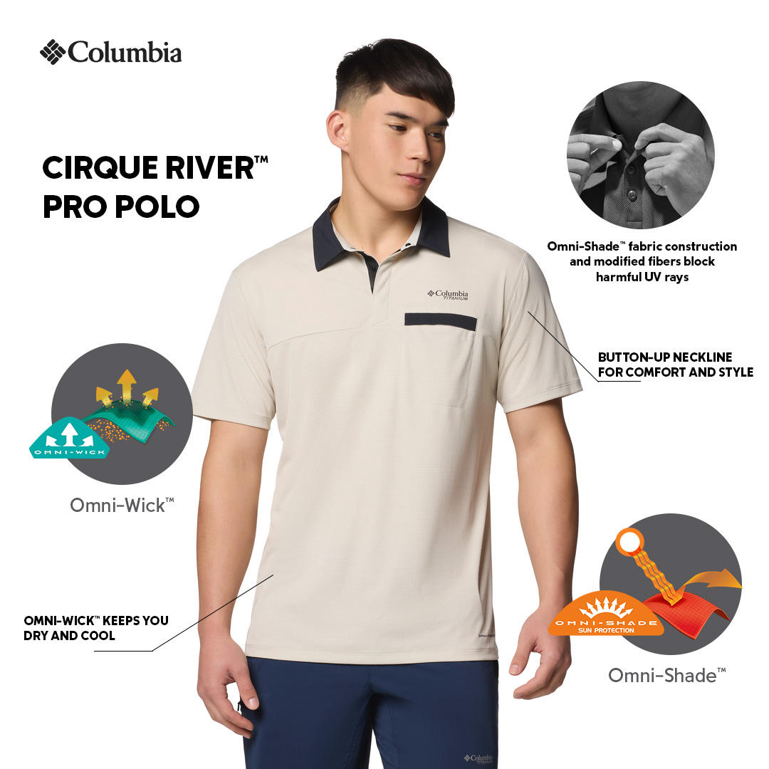 Columbia Mens Beige Omni-Wick Cirque River Pro Polo Tshirt