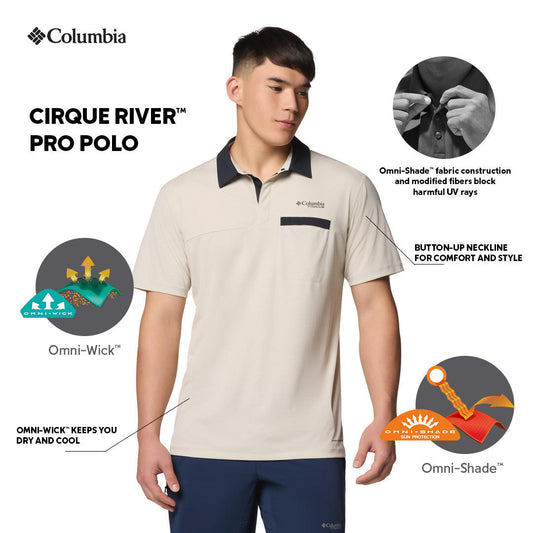 Columbia Mens Beige Omni-Wick Cirque River Pro Polo Tshirt