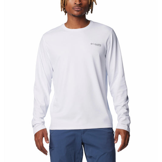 Columbia Mens White Summit Valley Long Sleeve Crew Tshirt