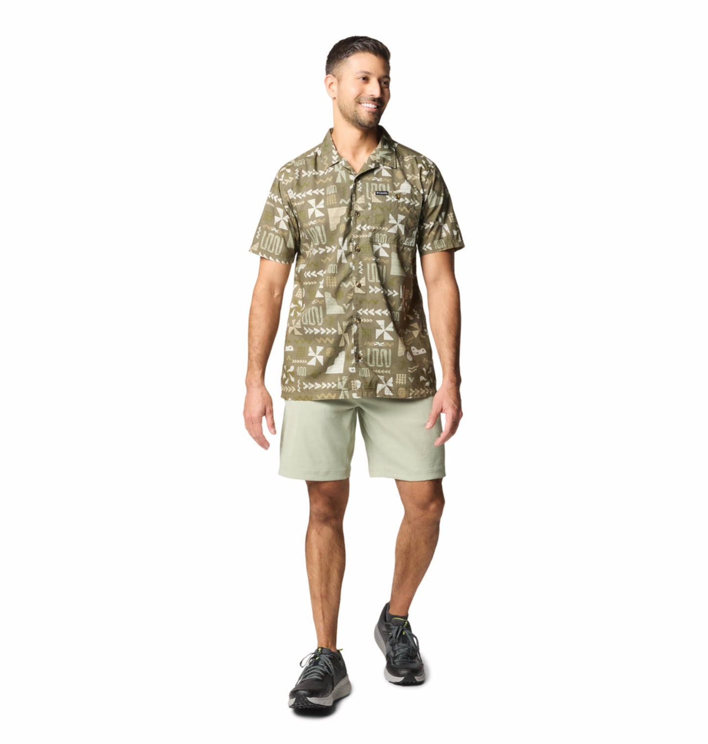 Columbia Mens Olive Pine Canyon Short Sleeve Shirt