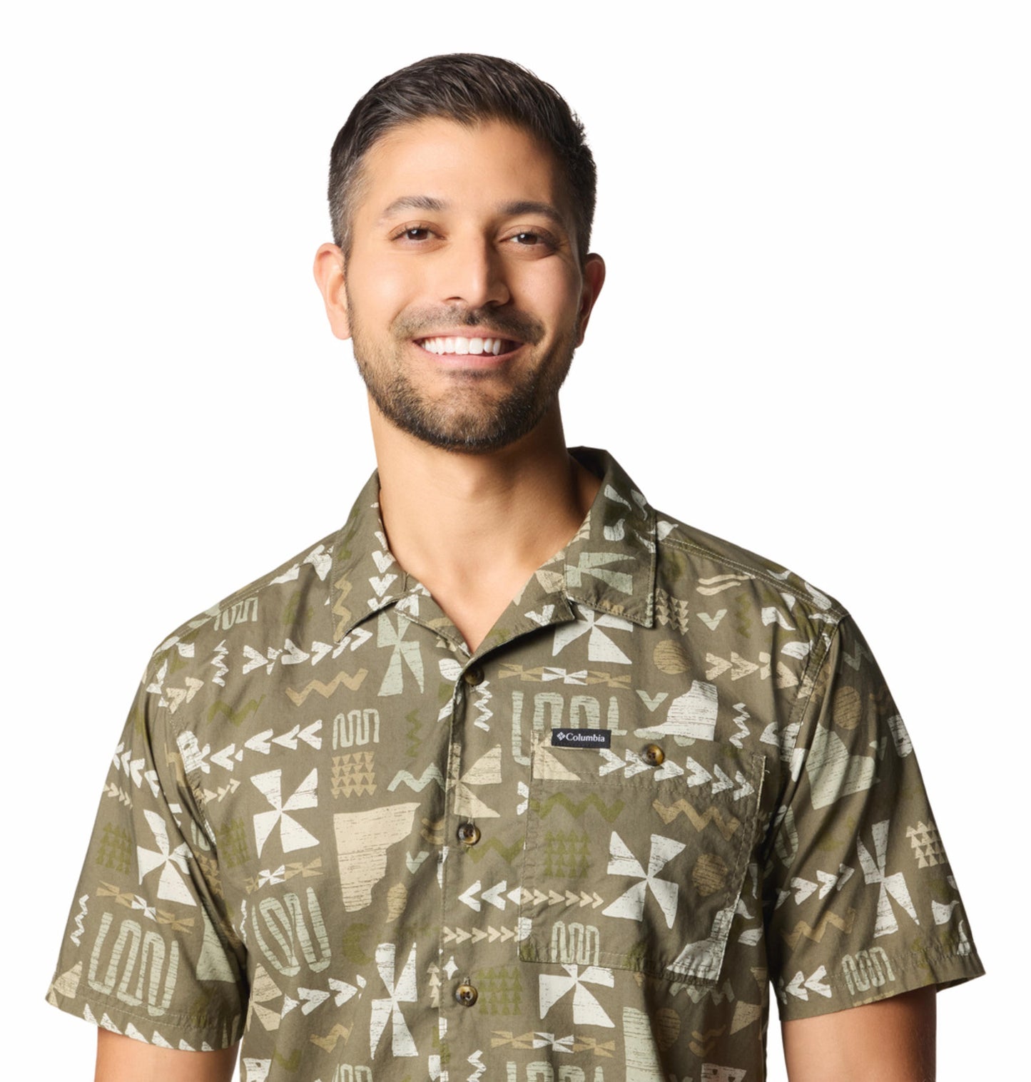 Columbia Mens Olive Pine Canyon Short Sleeve Shirt
