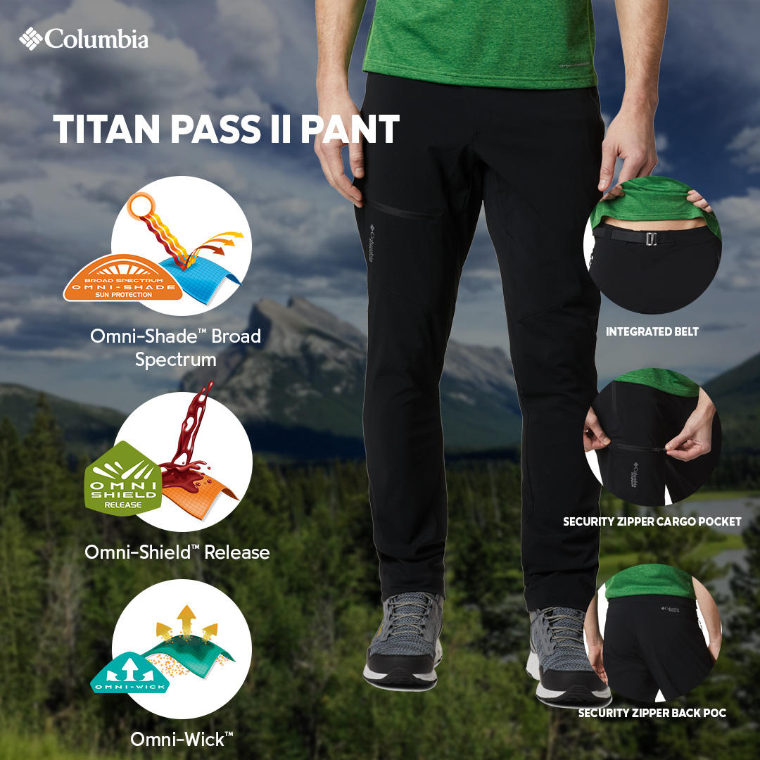 Columbia Men Black Titan Pass Pant II (Sun Protection)